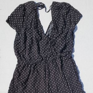 Charlotte Russe Black/White Polka-dot Romper (XL)